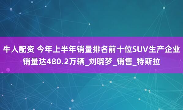 牛人配资 今年上半年销量排名前十位SUV生产企业销量达480.2万辆_刘晓梦_销售_特斯拉