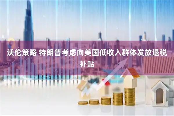 沃伦策略 特朗普考虑向美国低收入群体发放退税补贴