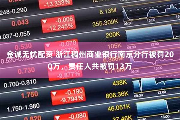 金诚无忧配资 浙江稠州商业银行南京分行被罚200万，责任人共被罚13万